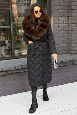Классический пуховик с воротником из песца