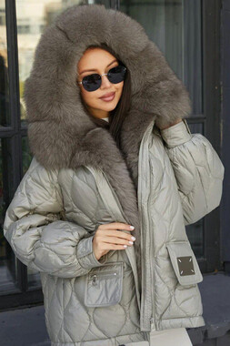 Пуховик Btn Button с мехом песца вдоль молнии