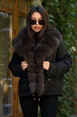 Пуховик Btn Button с мехом песца стеганный