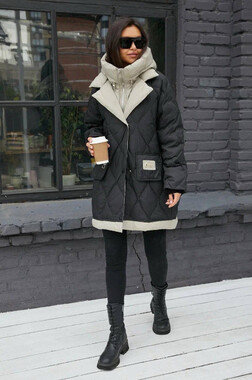 Пуховик Bogerner черно-белый с манишкой