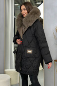 Теплый женский пуховик для морозной зимы черный