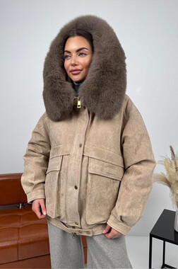 Пуховик комбинированный Pang Million бежевый