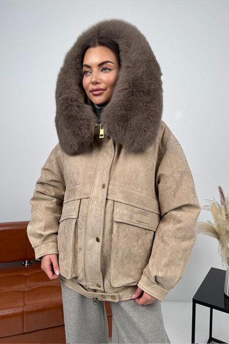 Пуховик комбинированный Pang Million бежевый