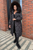 Длинный пуховик женский 2025 зима черный