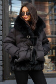 Модный пуховик зима 2025 2026 vivilona черный с капюшоном